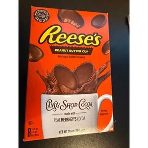 NEW Reeses Peanut Butter Cup Cocoa Mix 10oz 8 Pkts Real Hersheys Cocoa 10/2026